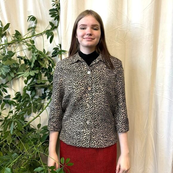 Vintage Silkland 100% Silk Cheetah Print Shacket - Picture 2 of 6